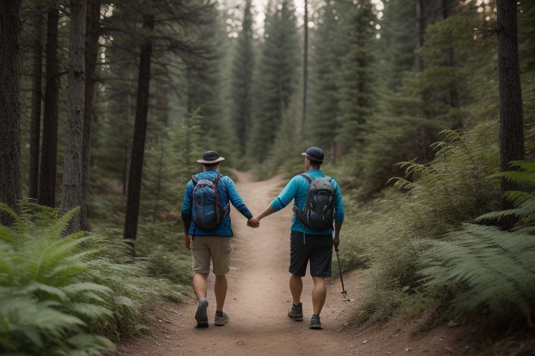 One person helping another on a challenging path, symbolizing an act of kindness.