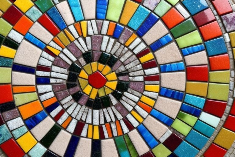 A colorful mosaic artwork made from broken pieces, representing finding beauty in imperfection.