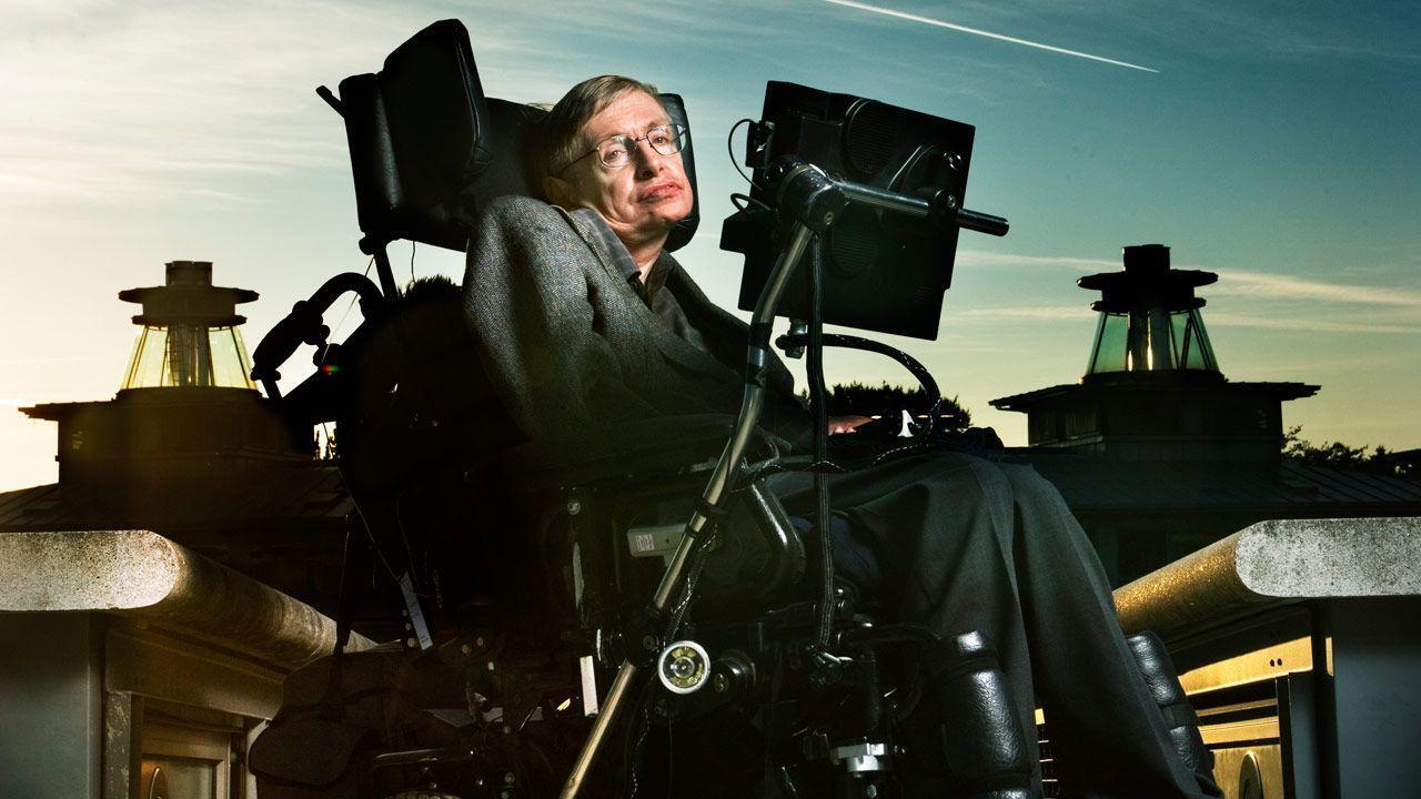 Portrait of Stephen Hawking, representing his significant contributions to cosmology and his remarkable triumph over ALS, showcasing his intellect and resilience.